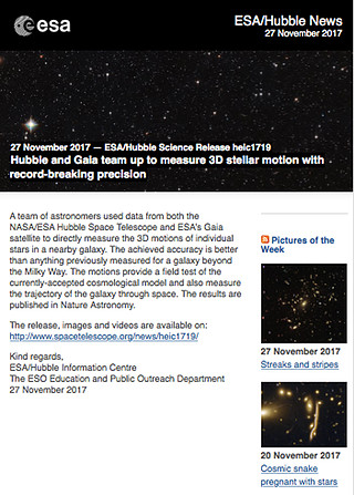 ESA/Hubble Science Release heic1719 - Hubble and Gaia team up to measure 3D stellar motion with record-breaking precision