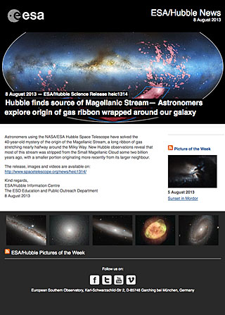 ESA/Hubble Science Release heic1314 - Hubble finds source of Magellanic Stream — Astronomers explore origin of gas ribbon wrapped around our galaxy